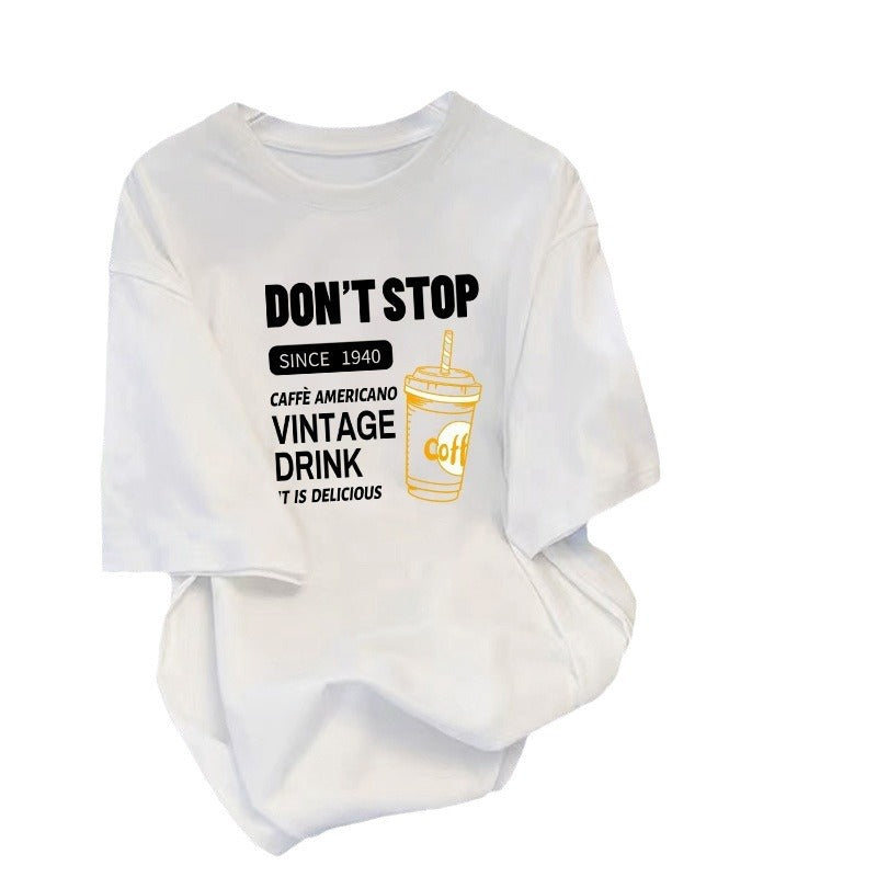 Dame T-shirt med vintage café motiv Stilla