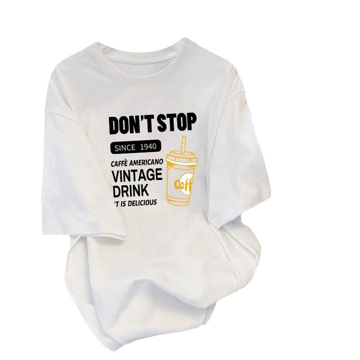 Dame T-shirt med vintage café motiv Stilla