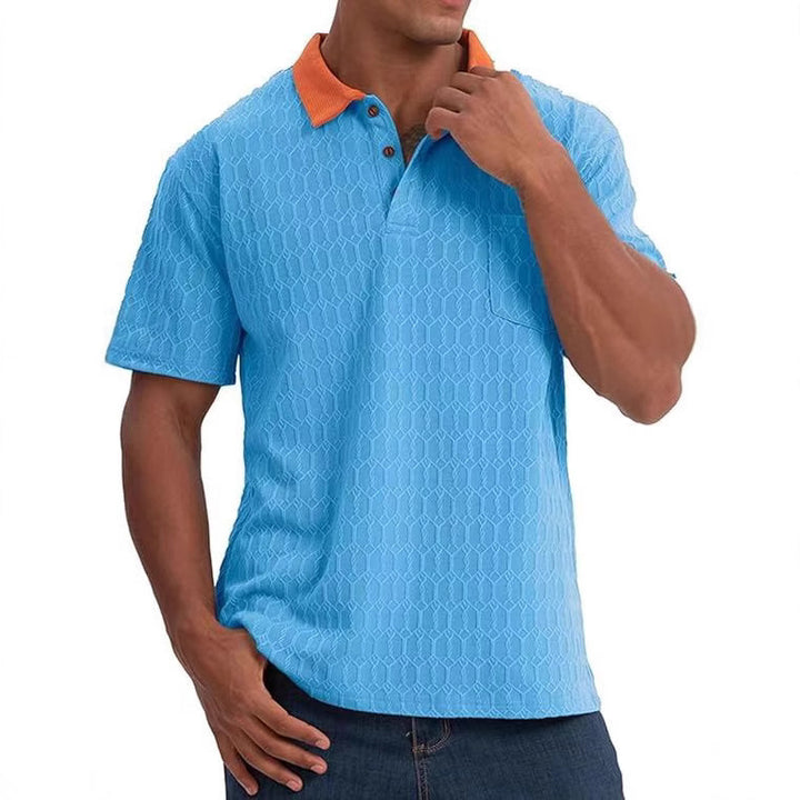 Herre polo T-shirt med struktureret mønster og kontrasterende krave Stilla