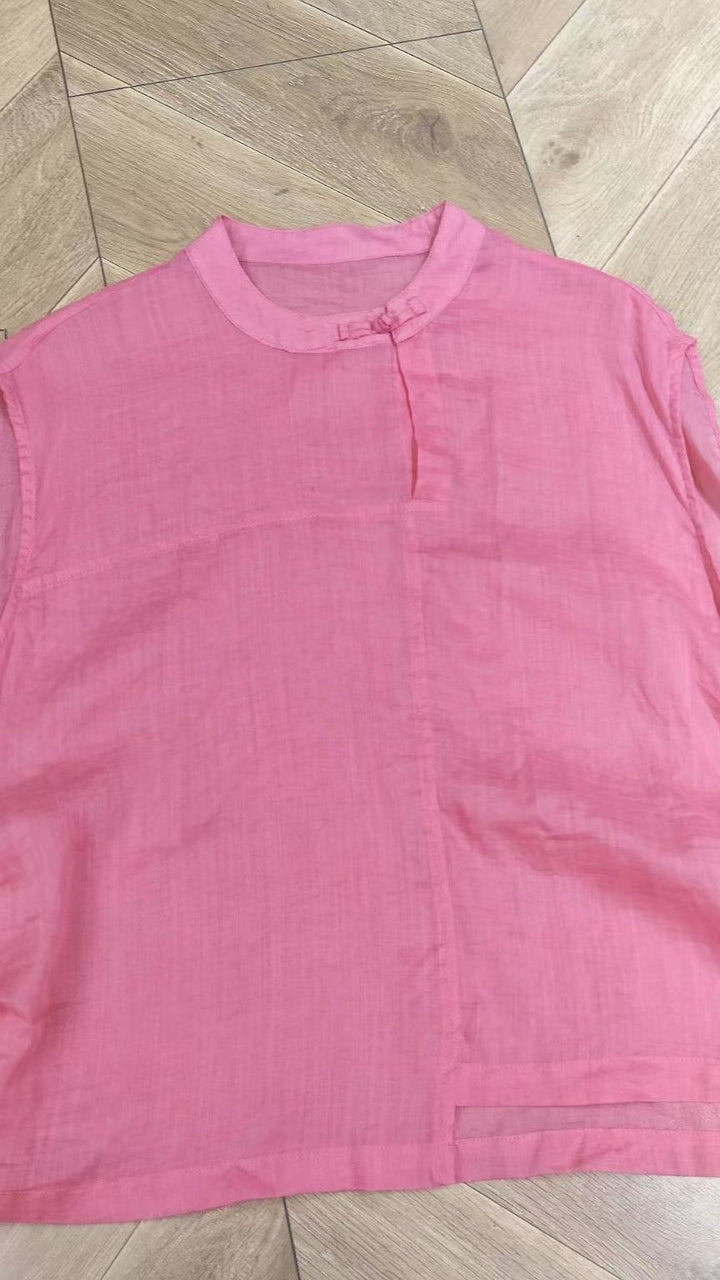 Femme Let Mandarin-krave Bluse Stilla