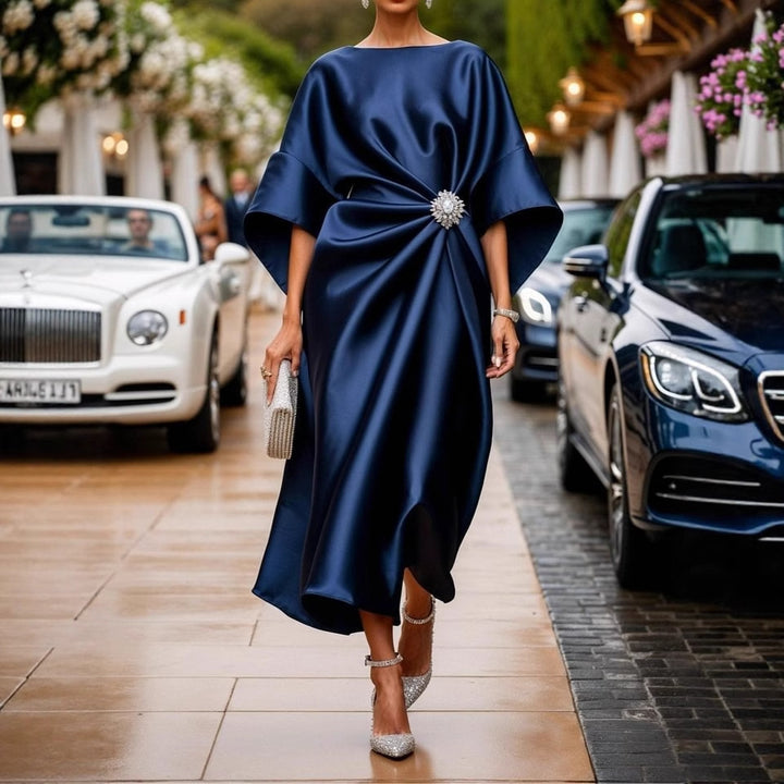 Dame Elegant Satin Aften kjole Stilla