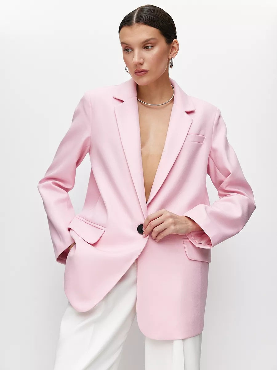 Dame elegant Oversized Blazer med fin tekstur og minimalistisk knapliste Stilla
