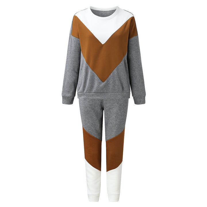 Damer sporty loungewear sæt med geometrisk farvedesign Skovae