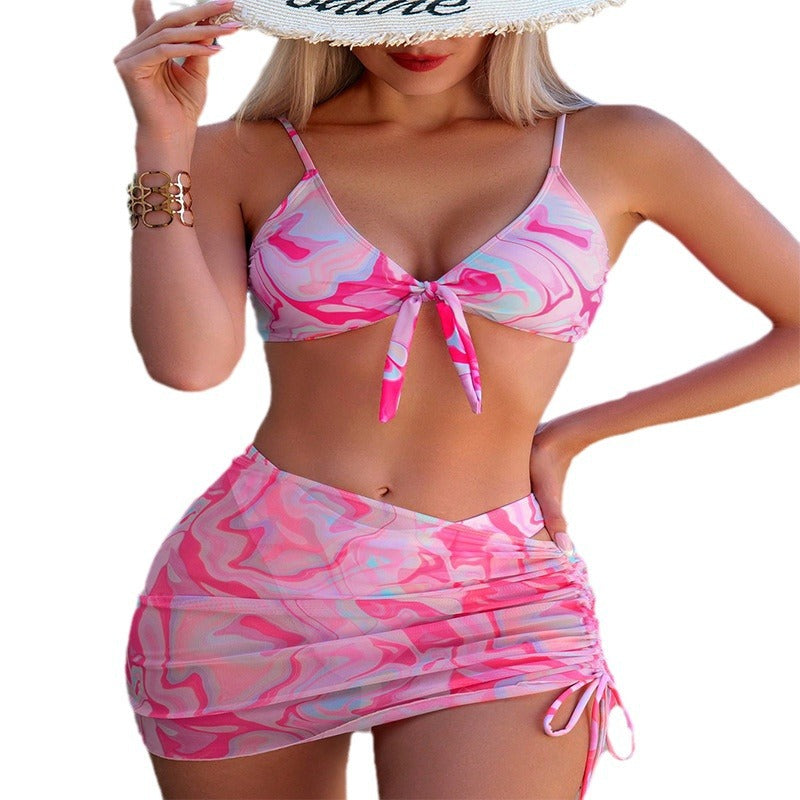 Dame bikini-sæt med justerbar indpakningsskørt og kvalitetstryk Stilla