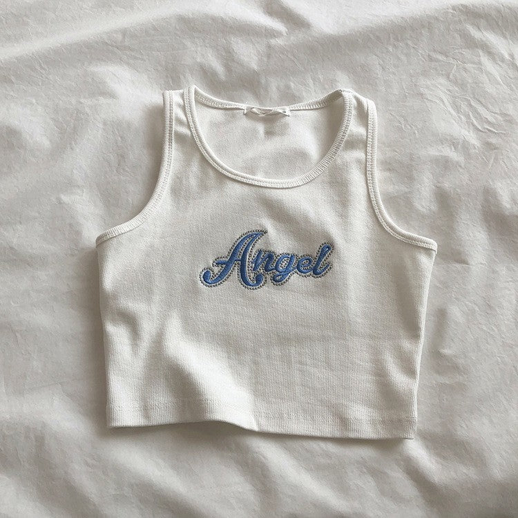Dame Forkortet Broderet Tanktop Stilla