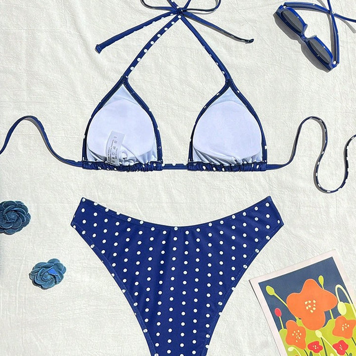 Dame triangel-bikini med dekorative prikker Skovae