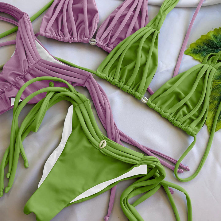 Dame bikini-sæt med justerbare stropper og frynsede detaljer Stilla