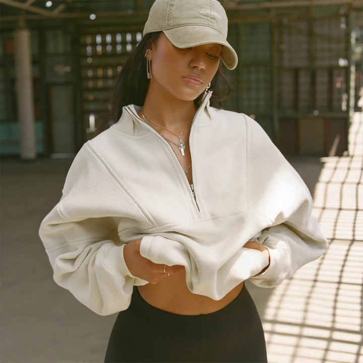 Dame oversized sweatshirt med høj krave Stilla