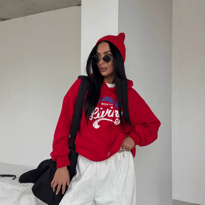 Kvinders afslappede hoodie med originalt print og oversized pasform Stilla