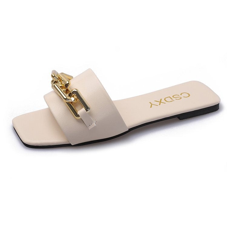 Dame Mode Slide-sandaler med elegant kædeudsmykning og skridsikker sål Stilla