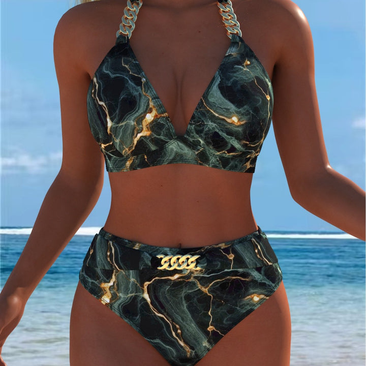 Dame Bikini med luksuriøst marmor mønster og fine detaljer Skovae
