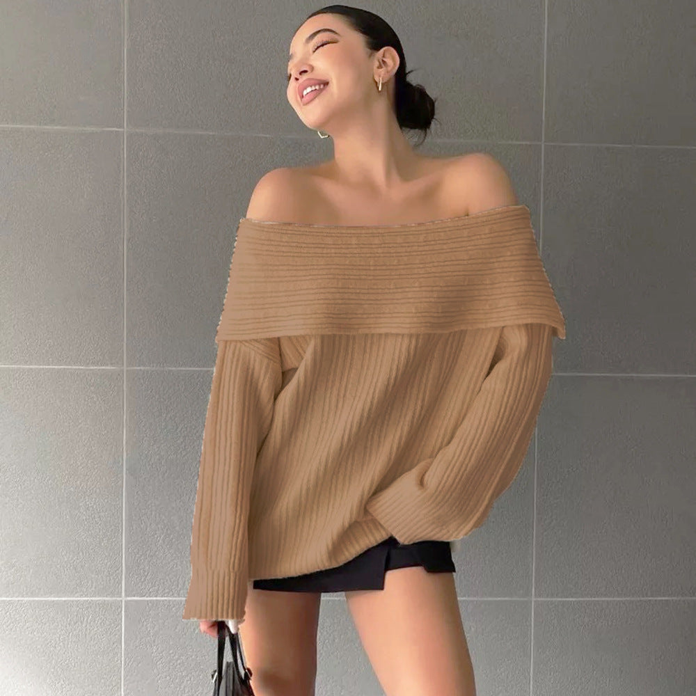 Femme Off-Shoulder Chunky Strikpullover Stilla