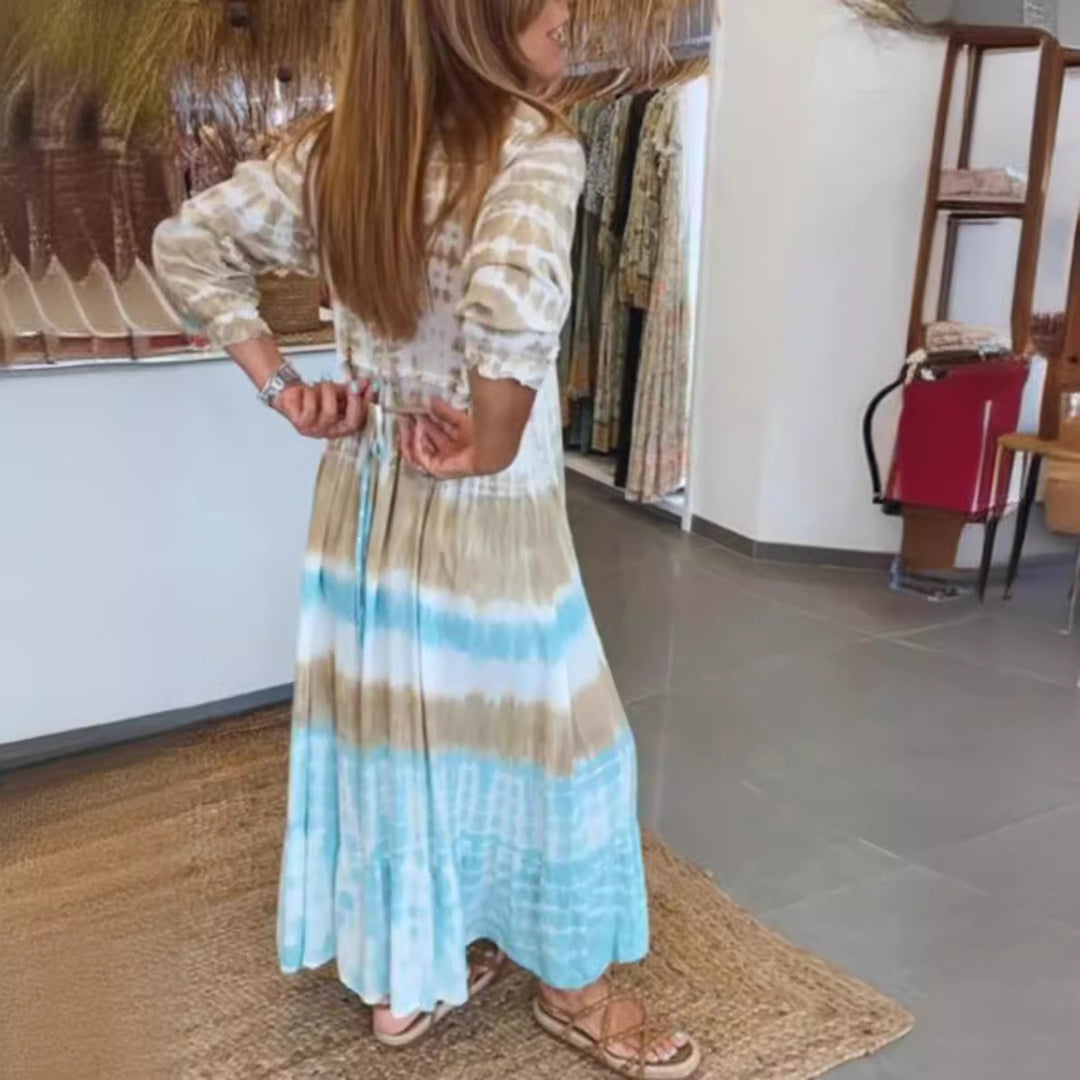 Dame sommerligt kaftan-kjole med raffineret bindebånd og hofteaccentuer Stilla