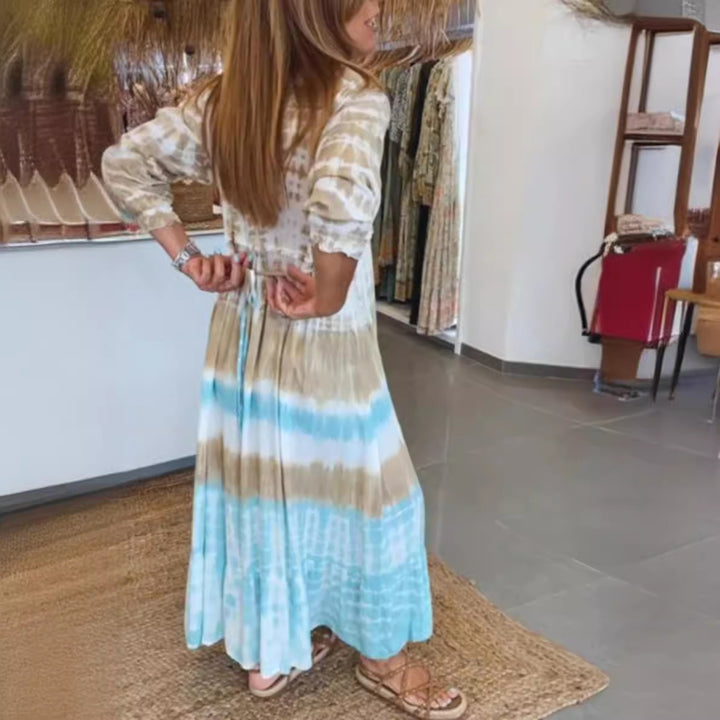 Dame sommerligt kaftan-kjole med raffineret bindebånd og hofteaccentuer Stilla