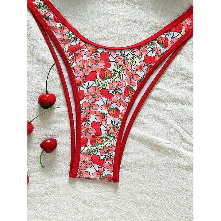 Dame triangel-bikini-sæt med blomster mønster og komfortabel pasform Skovae