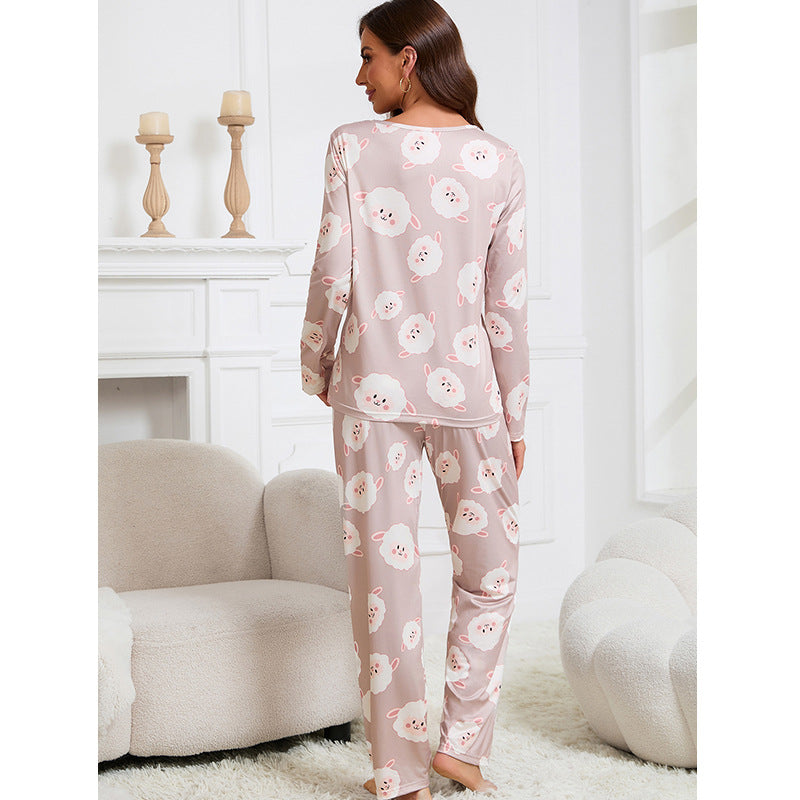 Dame Sjov Langærmet Pyjamasæt med dyreprint Stilla