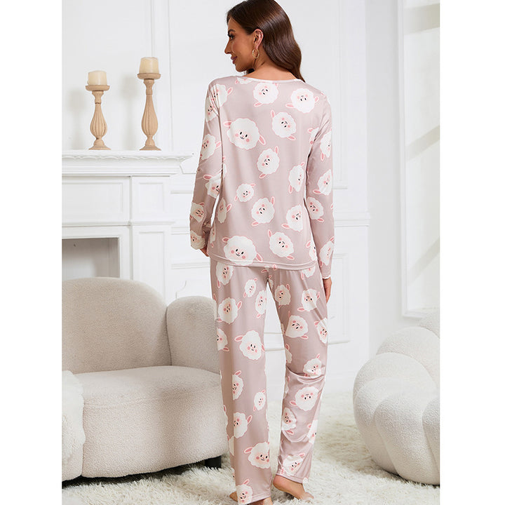 Dame Sjov Langærmet Pyjamasæt med dyreprint Stilla