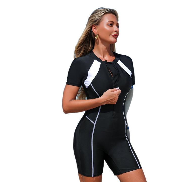 Dame Sporty Surfdragt med kort ærme og funktionel lynlås Skovae