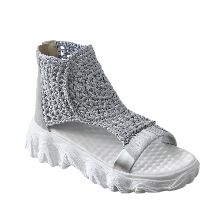 Dame mode strand sandaler med innovativ kile ramme og luftig strik overflade Stilla