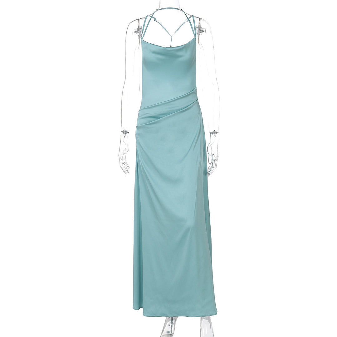 Damer Elegant Satin-Maxikjole med raffinerede Spaghetti-stropper Skovae