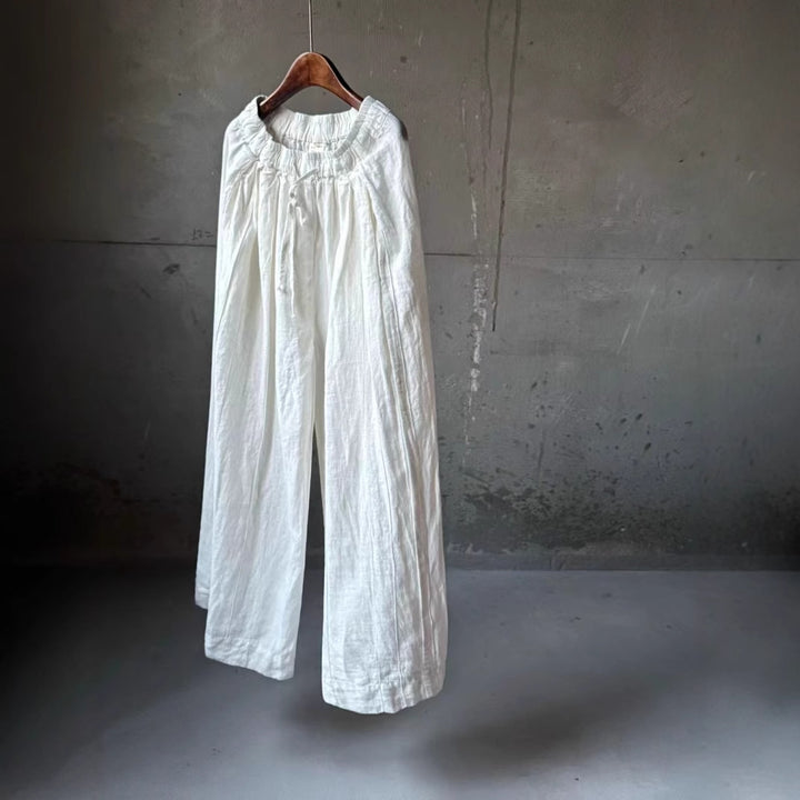Dame Relaxed Fit Højtaljede Linned Culottes med justerbar snortræk Stilla