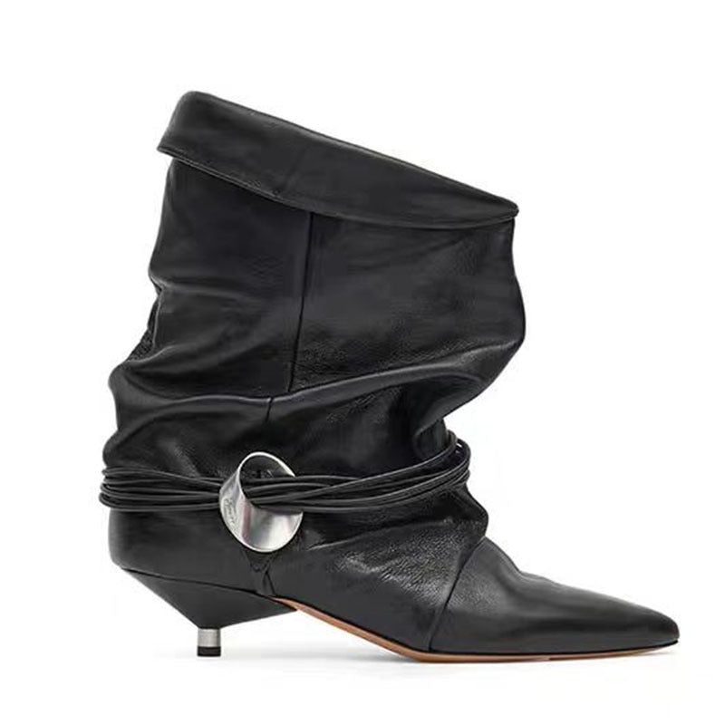 Femme Slouchy Spids-Toe Hæle-Støvler Stilla