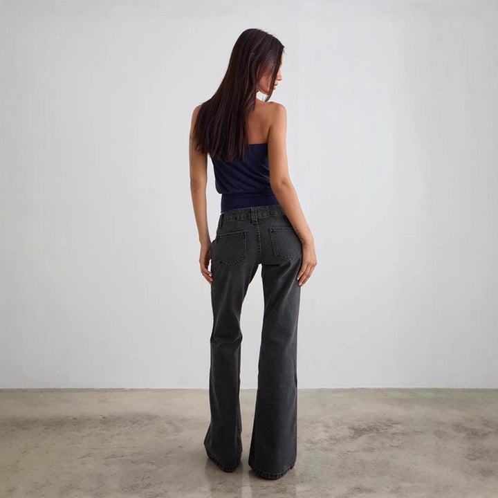 Dame bootcut jeansbukser med høj talje og moderne snit Skovae