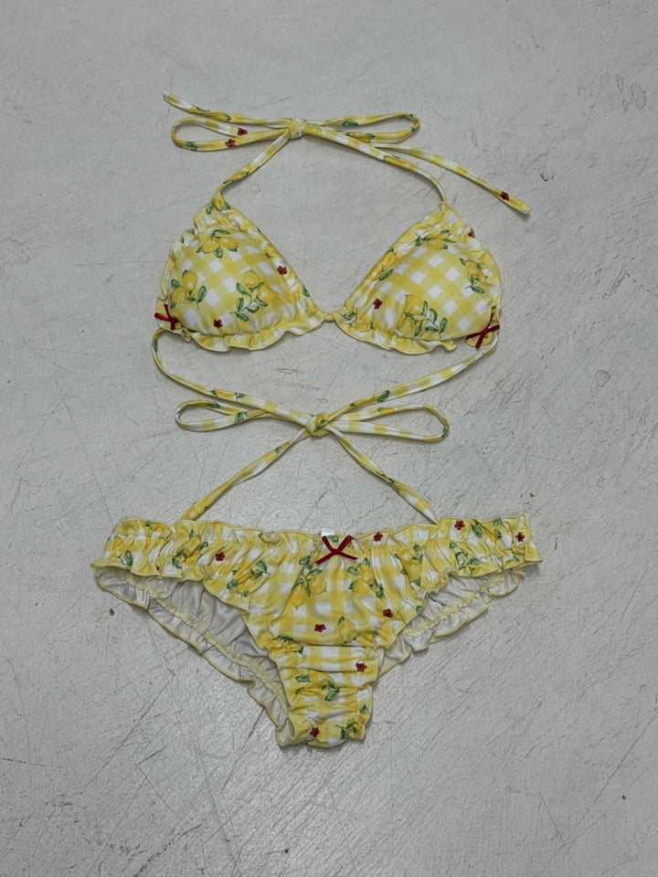 Damen Bikini-Set mit floralem Design und verspieltem Rüschensaum Skovae