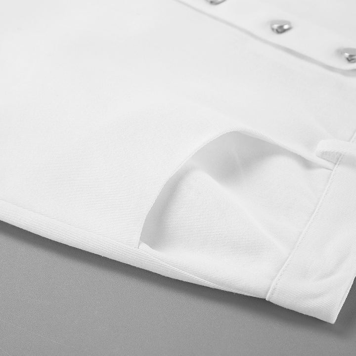 Dame lang denimnederdel med knapdetaljer og elegant deling Stilla