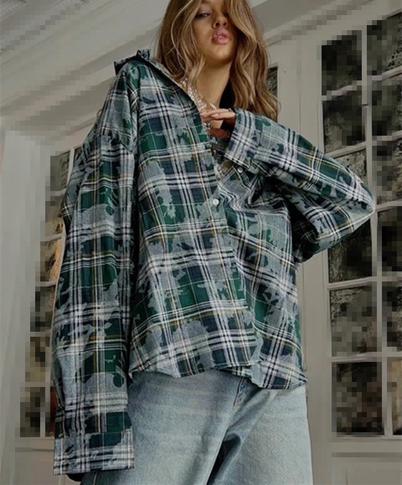 Dame Oversized Karo skjorte med afslappet snit Stilla