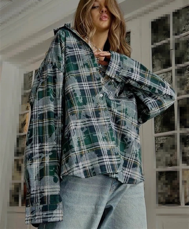 Dame Oversized Karo skjorte med afslappet snit Stilla
