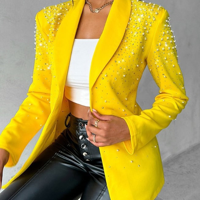 Dame elegant couture-jakke med glitrende applikationer Stilla
