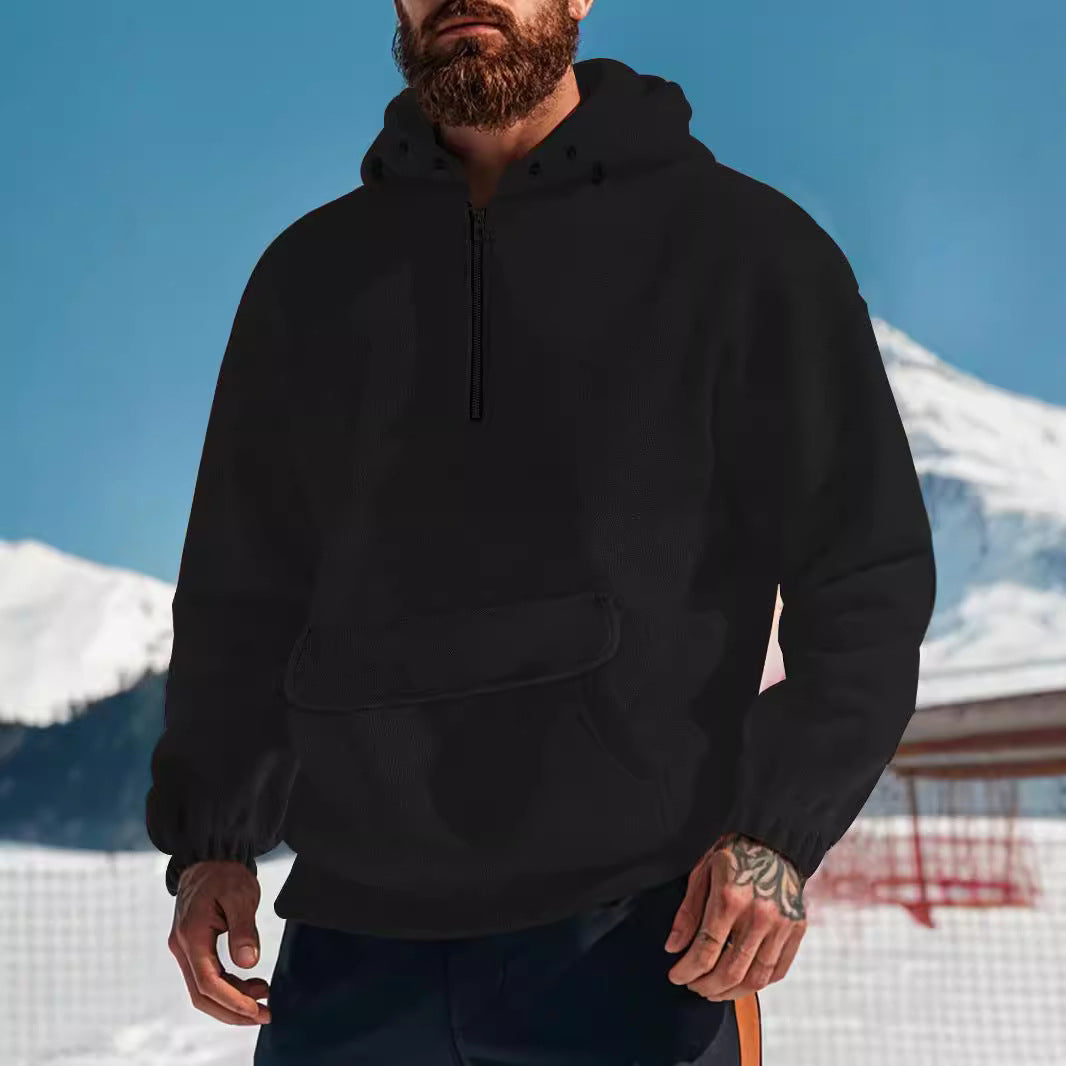 Herrer Sporty Fleece-Hættetrøje med praktisk lomdesign og funktionel lynlås Stilla