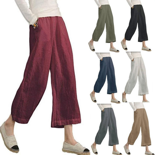 Dame Casual bred sommerbukser med elastisk talje og praktiske lommer Stilla
