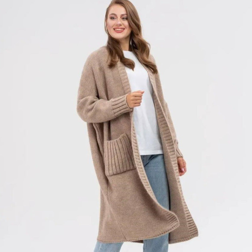 Dame Behagelig Strikfrakke med store lommer og oversized pasform Stilla
