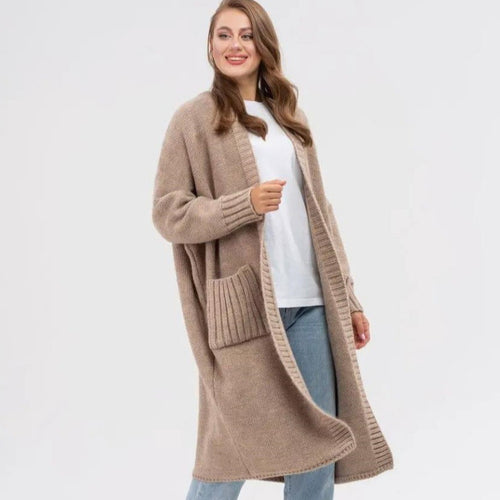 Dame Behagelig Strikfrakke med store lommer og oversized pasform Stilla