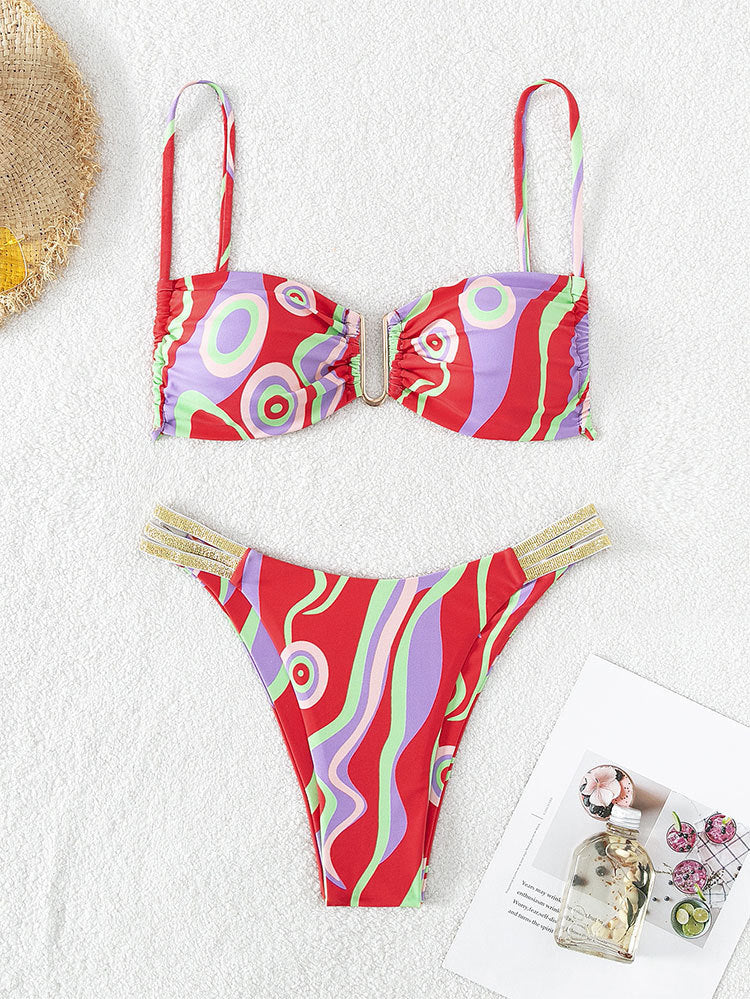Damebikini med iøjnefaldende bølgedesign Skovae