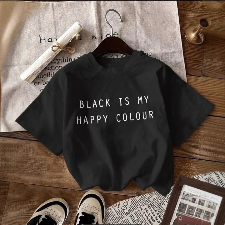 Dame T-shirt med kreativ skrift Stilla