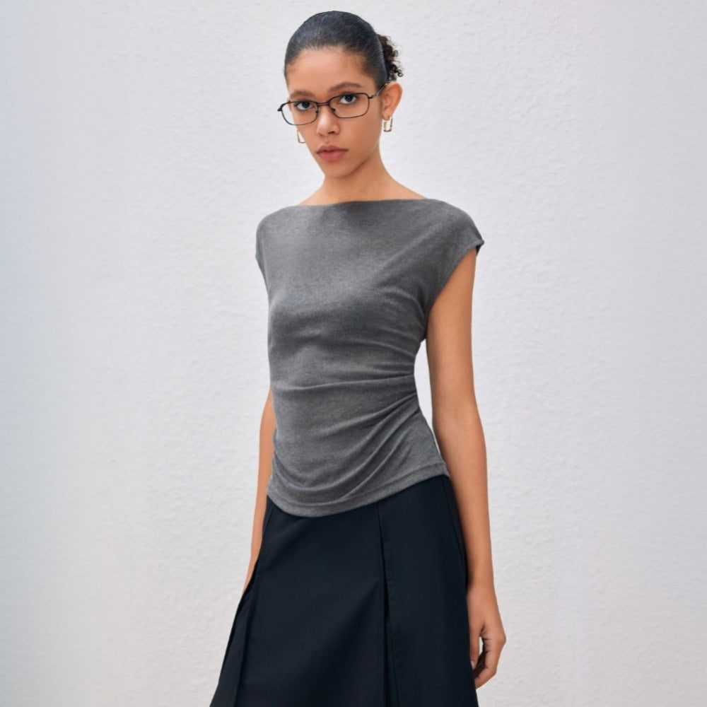 Damer elegant top med asymmetrisk draperet design Stilla