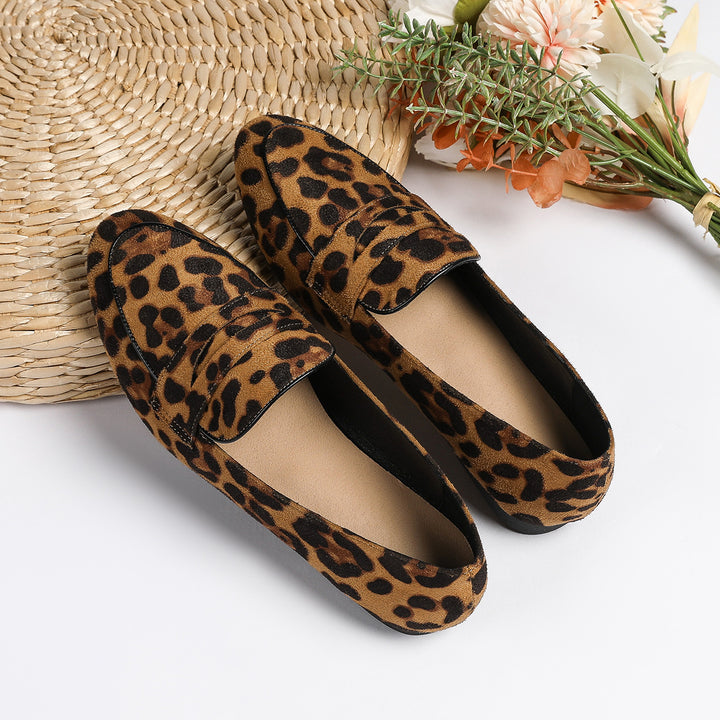 Dame Mokasiner med stilfuldt leopardmønster og elastisk for Stilla