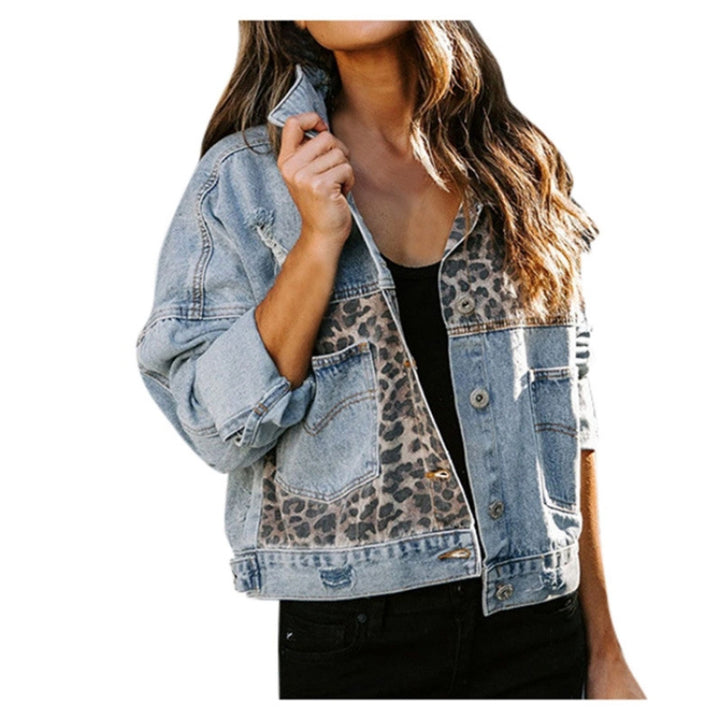 Femme Chic Denimjakke med dyretrykpaneler Stilla