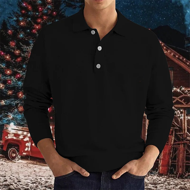 Herren Polo Sweatshirt med klassiske knapdetaljer Stilla