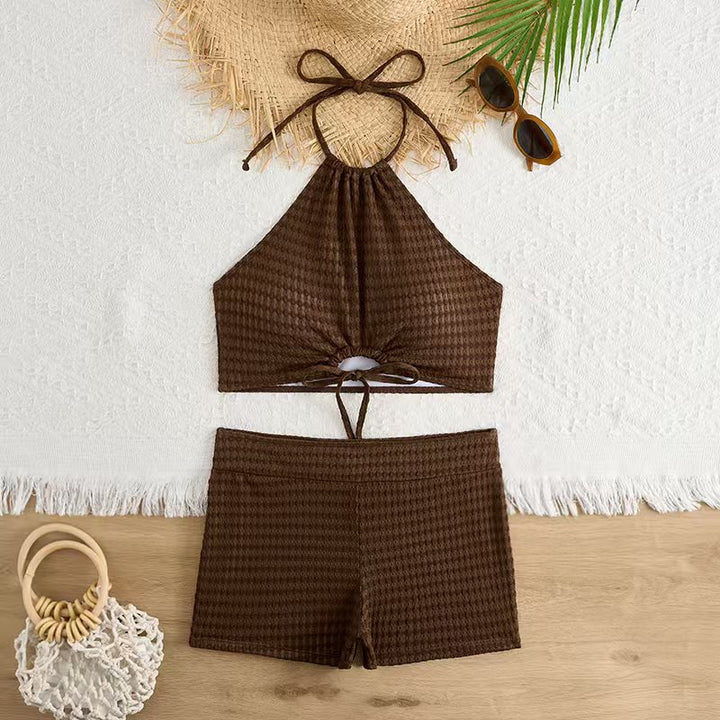 Dame Bikini-sæt med moderigtigt knudedesign og behagelige trusser Skovae