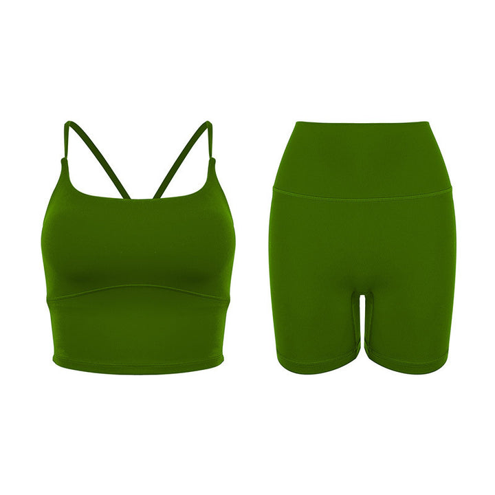 Dame Sporty Set lavet af åndbart materiale med tanktop og højtaljede shorts Stilla