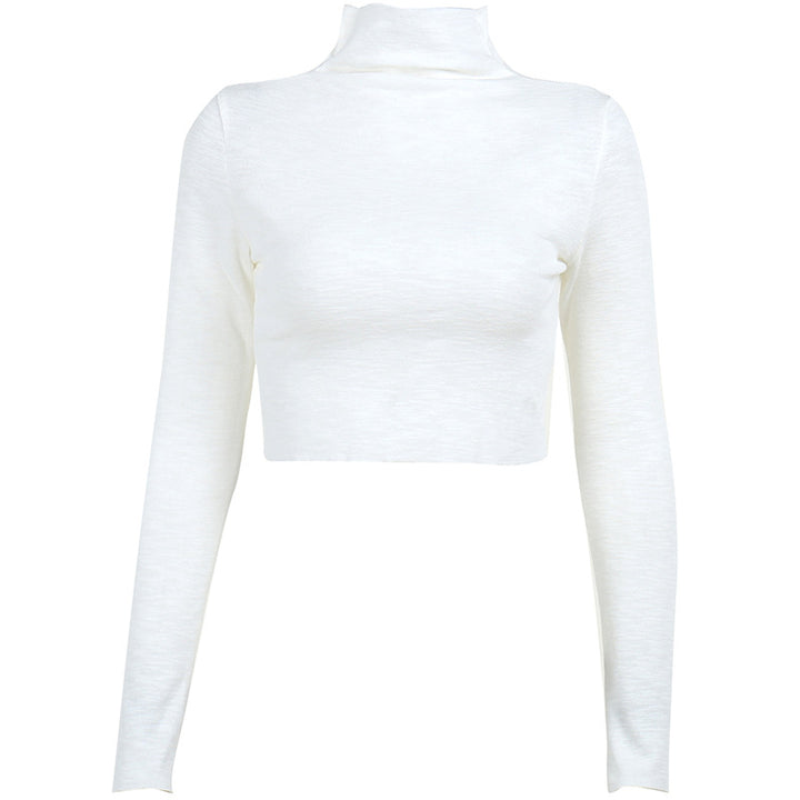 Dame Cropped-Top med høj krave og lange ærmer Stilla
