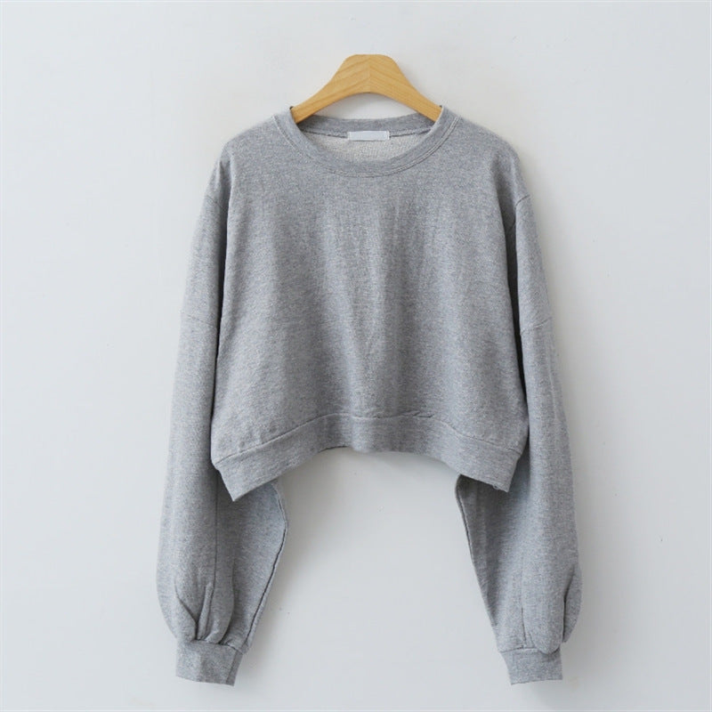 Dame cropped sweater med ballonærmer Stilla