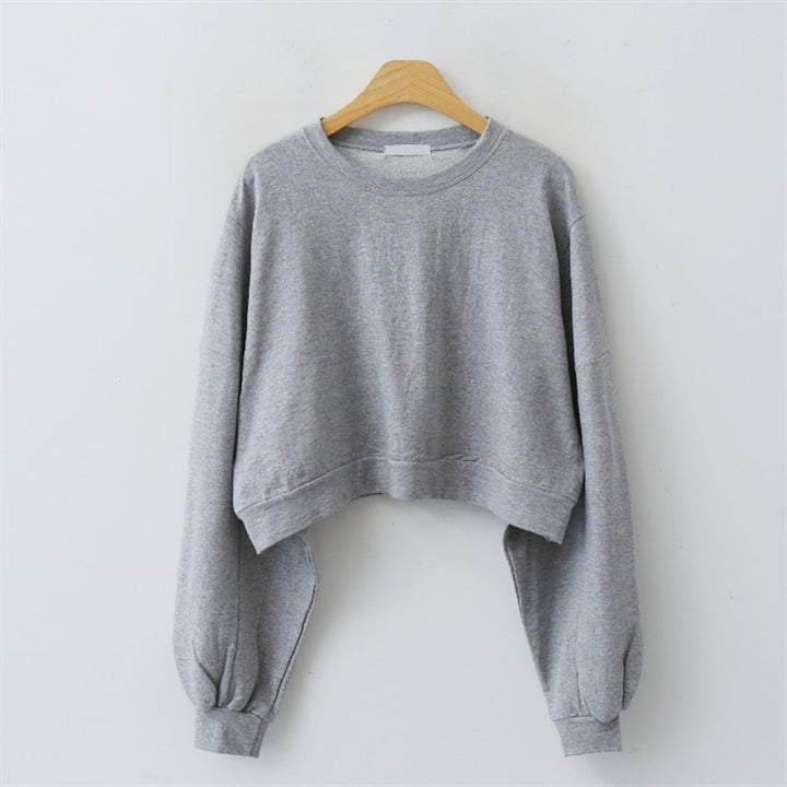 Dame cropped sweater med ballonærmer Stilla