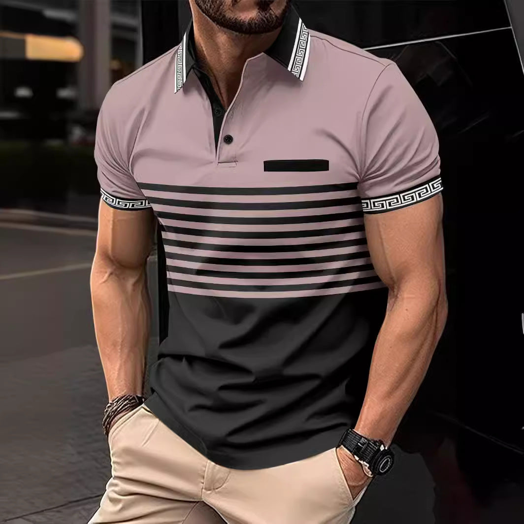 Herrernes polo skjorte med moderne stribemønster og elegante kontrastdetaljer Stilla