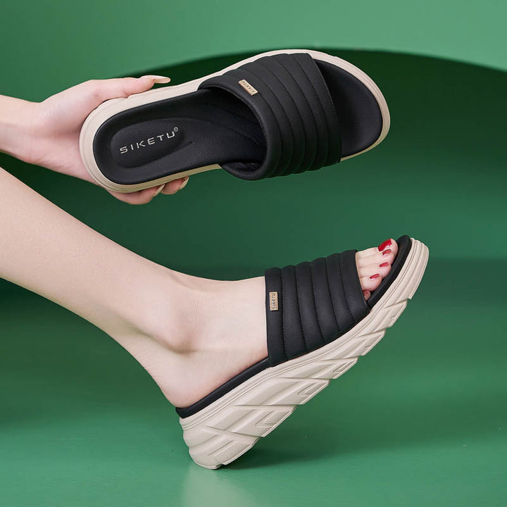 Dame komfort-sandaler med polstret sål og elastisk overmateriale Stilla