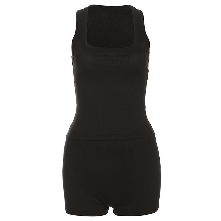 Dame Sporty Loungewear-sæt med ærmeløs top og shorts Skovae